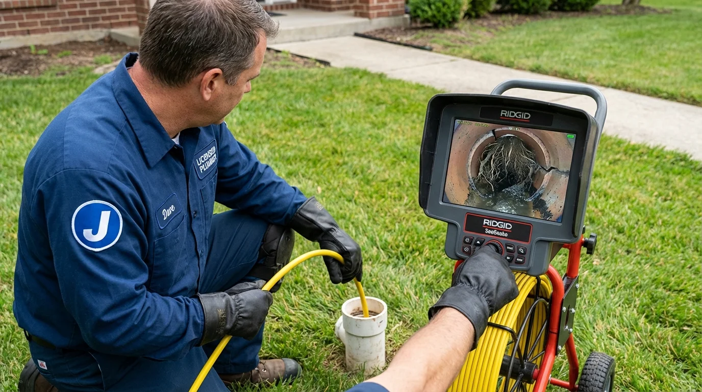 Sewer camera inspection being performed by Johns Plumbing LLC in Rancho Cucamonga